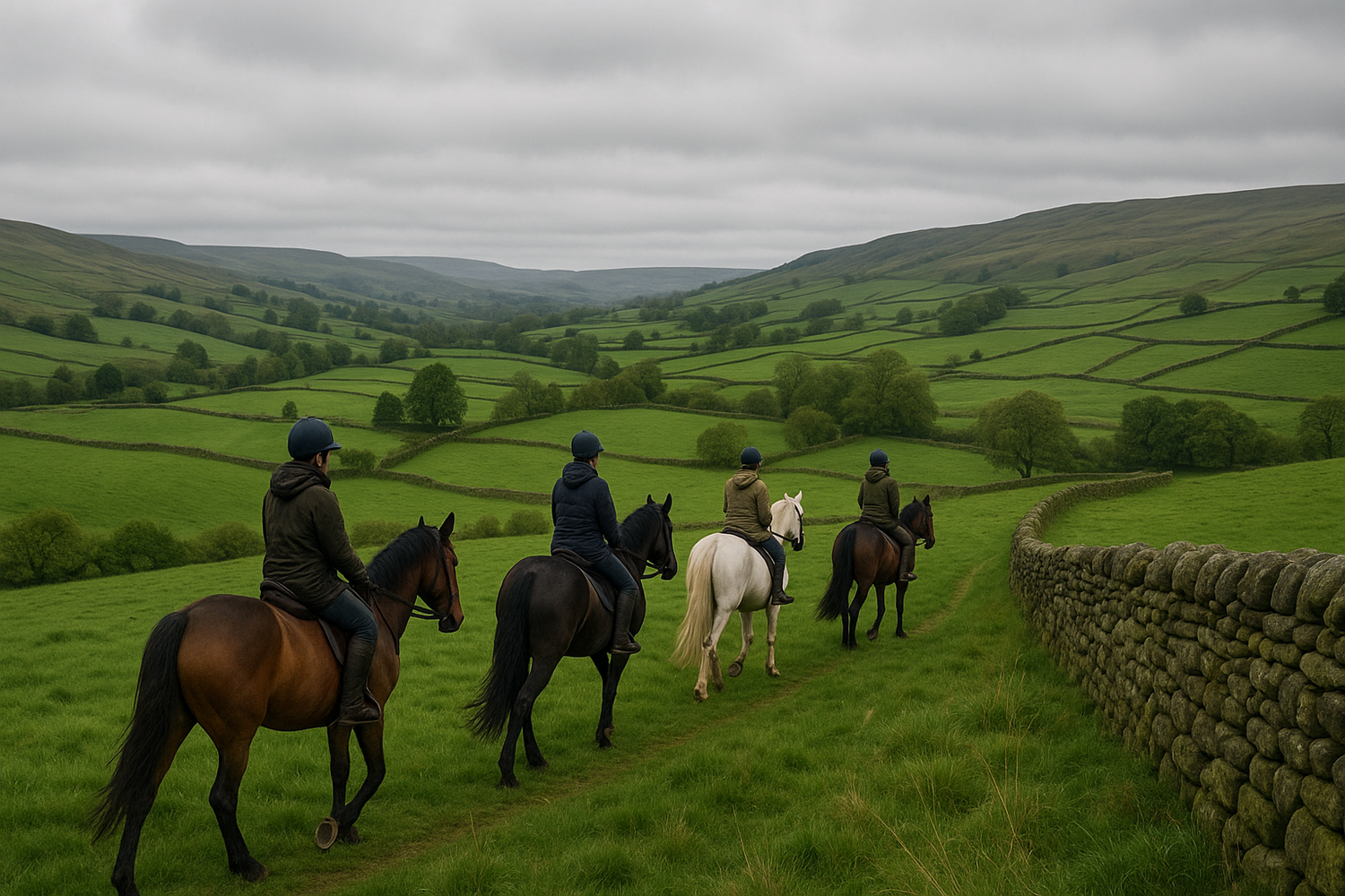 Outdoor horse riding in British countryside